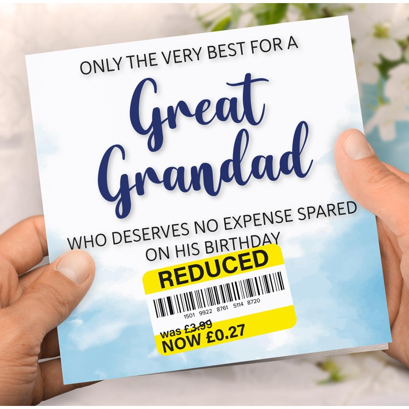 Birthday Card for Great Grandad, Funny Great Grandad Birthday Card,