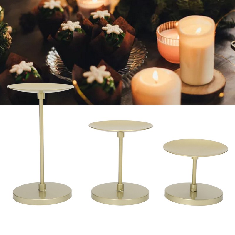 Gold Pillar Candle Holder Double Sided Use Rust Prevention Iron