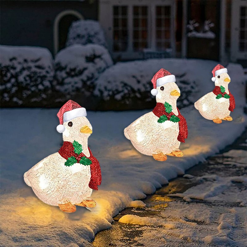 Duck with Scarf Decor Lights Flat Garden Sculpture Ornaments for