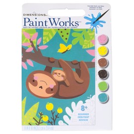 Paintworks Sloth Family Paint by Number Kit, Finished Size 8" x 10", White 11 Piece