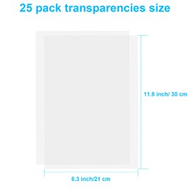 Winspeed Inkjet Transparency Film Printable 100% Clear Transparency Sheets, Inkjet Transparency Film for Screen Printing, 25 Pack Overhead Projector Film Sheets(8.3 x 11.8 inch)