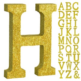 TONIFUL 8 Inch Gold Glitter Letter H Table Centerpiece A-Z Gold Birthday Party Decorations,Gold Alphabet H for Birthday,Chrismas,Graduation,Bridal Shower,Wedding,Anniversary Party Supplies