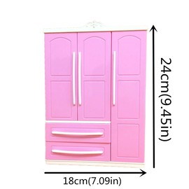 Three-Door Modern Wardrobe for Play Set for Barbi Furniture Space for Shoes Clothing Accessories with Dressing Safety Eyes Eyeballs Filling for Cuddly Toys Crochet Photo Booth 3