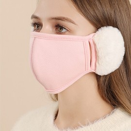 Women's Luxurious Cloud Design Autumn Winter Pure Cotton Windproof Warm Fleece Lined Ear Protection Mask 2-I Free Size/Mist Blue - Cloud Ear Protection Mask 3ea