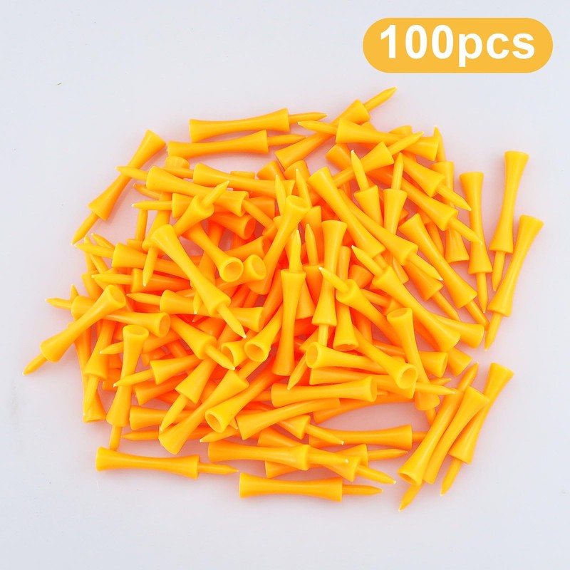Pack of 100 Orange Golf Tees, 70 mm Plastic Golf