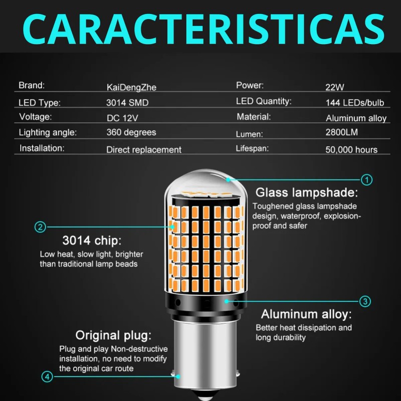 Par Focos 144 Led 3157 / 3156 Blanco / Rojo