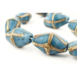 TheBeadChest Java French Cross Beads: Indonesian Glass Trade Beads for DIY Jewelry Making (Turquoise)