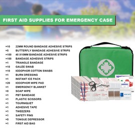 Home-Businesses First-Aid Emergency-Kit for Camping-Car - 300 Pcs Urgent Essential First Aid Kits Refill Supplies with Tourniquet Bandages for Workpalce Green 1st Aid