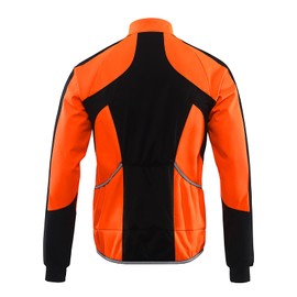 BERGRISAR Men's Cycling Jacket Winter Softshell Fleece Biking Jacket Thermal Running Windbreaker BG011 Orange Size Medium