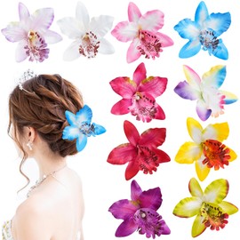 10 Pieces Hawaiian Flower Hair Clips for Women Summer Hair Clip Flower Clip for Hairstyle Carnival Dancer Pool Beach Party Wedding (10 Pieces Flower)