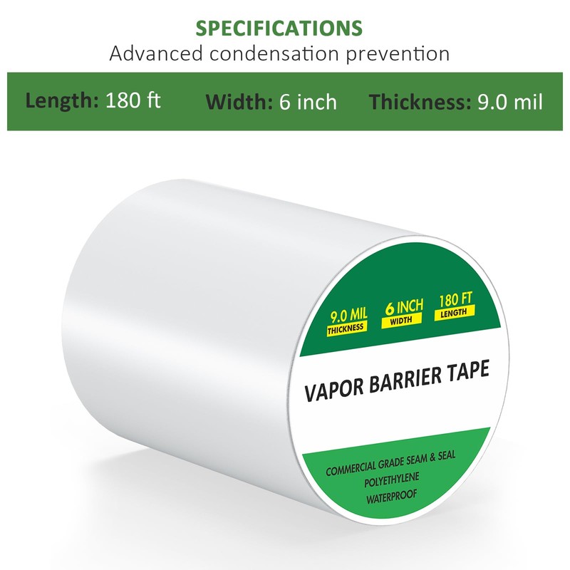CRMCC Vapor Barrier Tape 6" x 180', 9 Mil Thick