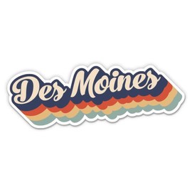 Squiddy Des Moines Layered Retro Style - Vinyl Sticker Decal for Phone, Laptop, Water Bottle (3" Wide)