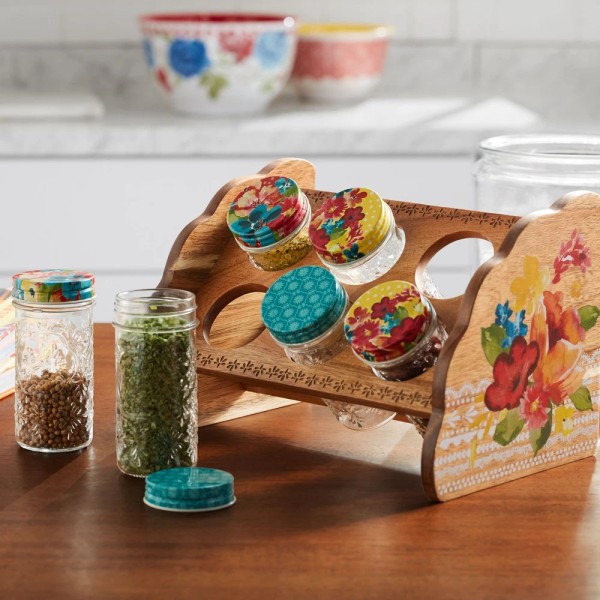 Storage Spice Jars Canisters With Jars Rack Kitchen Countertop The