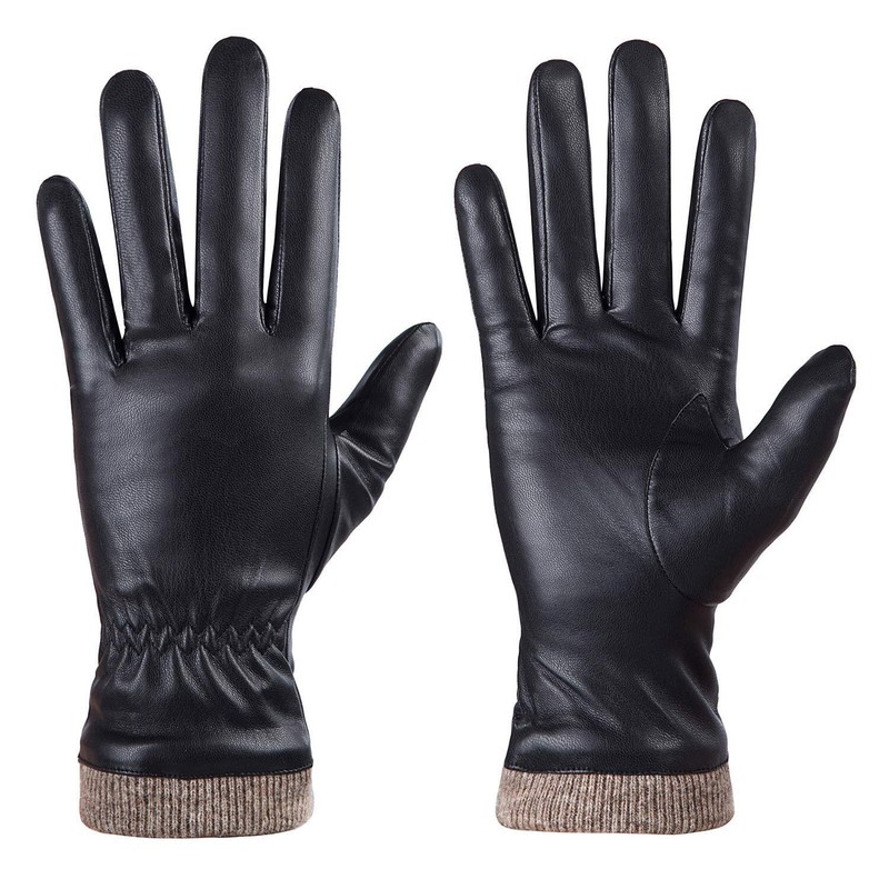 REDESS Winter Leather Gloves for Women, Wool Fleece Lined Warm