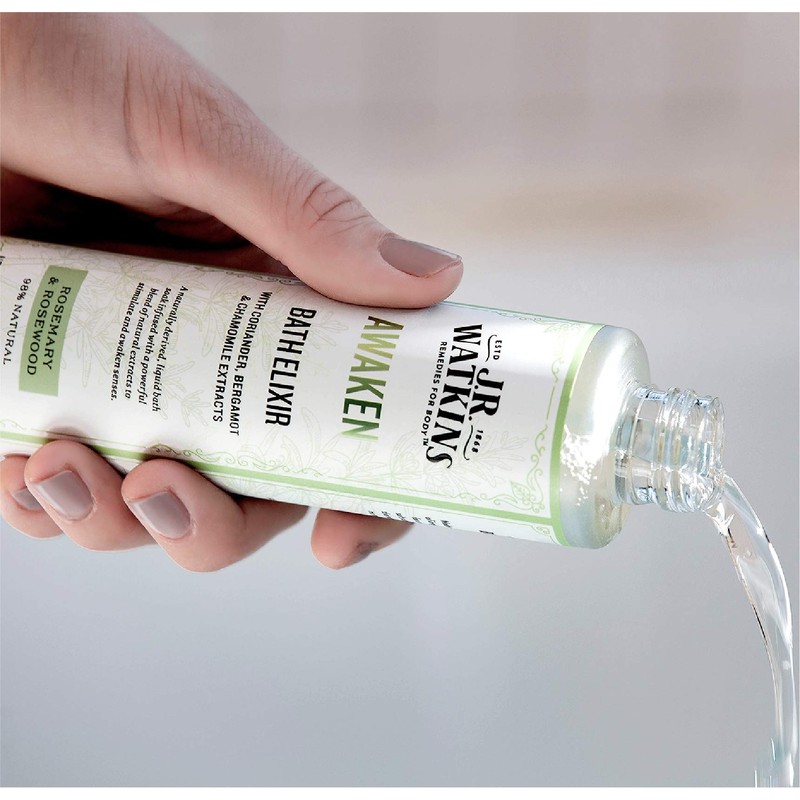 J.R. Watkins Awaken Bath Elixir, Liquid Bath Soak, Rosemary &