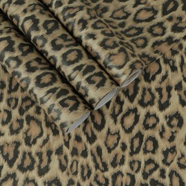 17.7" x 196" Leopard Print Contact Paper Peel and Stick Leopard Wallpaper Self Adhesive Shelf Liner Removable Drawer Paper Self Adhesive Film for Cabinets Kitchen Bedroom Furniture Living Room