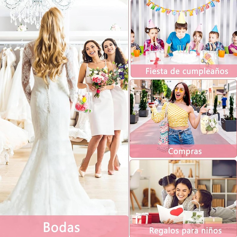 20PCS Bolsas de Regalo de PVC Transparente con Asas, Bolsas