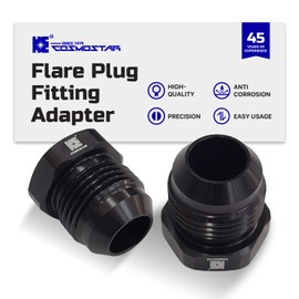 Cosmostar 10AN Male Flare Plug Fitting Adapter - 7/8"-14 UNF Thread, 6061-T6 Aluminum, Black Anodized, Leak-Proof Cap for Coolant Systems - Pack of 2(RAH05-H-2PC)
