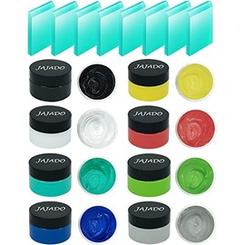 JAJADO 8 Bottles Chalk Paste Paint Ink Set and 8 Packs Mini Craft Squeegees, Chalk Art Paste Stencils Kit for Painting on Wood, Fabric Silk Screen Printing Ink Home Decor Adhesive Stencils Transfer