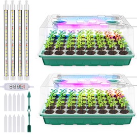 Adawook 80 Cells Seed Starter Trays with Grow Lights, Color Change Grow Lights for Seed Starting Kit, 3 Timming Set, Plant Growing Kit for Gardeners，Germination Trays Kits