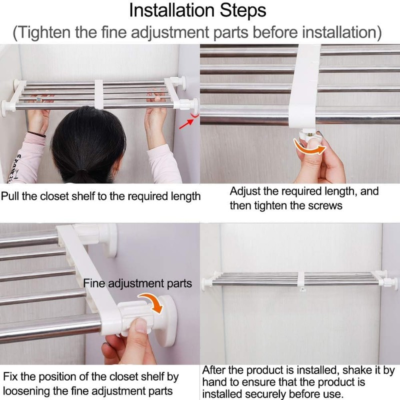 Hershii - Estantería extensible de metal ajustable para armario, cocina,