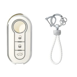 OFFCURVE Key Case with Key Fob Car Key Case, Key Cover Key Case for Fiat 500 500L Panda Ducato Doblo Brava Bravo Punto Lancia Ypsilon Delta Musa