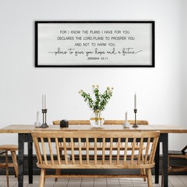 ZZJJHYWGQ Jeremiah 29:11 Bible Verse Wall Art 40"×15" For I Know The Plans I Have For You Large Scripture Christian Blessing Decor Sign (Black)