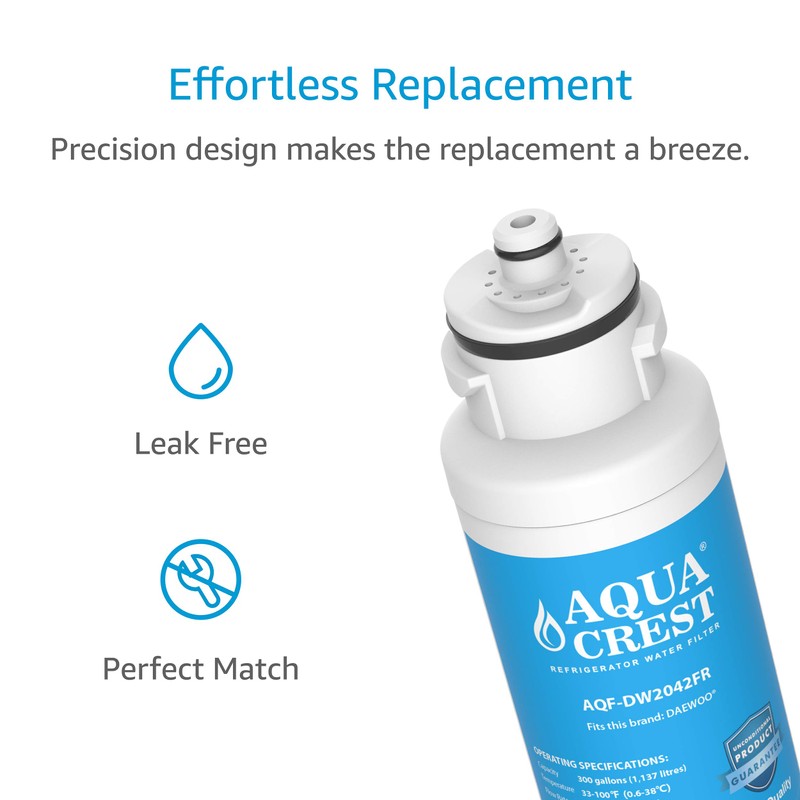 AQUACREST DW2042FR-09 Refrigerator Water Filter, Compatible with Daewoo DW2042FR, Kenmore