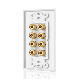 Byttlerom 8 Posts Speaker Wall Plate Home Theater Wall Plate Audio Panel for 4 Speakers