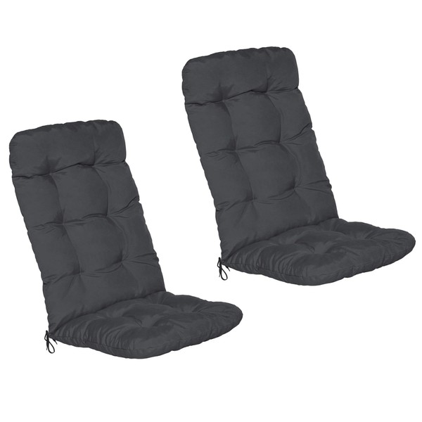 Beautissu Flair HL Outdoor Garden Cushion – Set of 2 Garden Chair Cushions for Garden, Patio or Balcony Chair, 120 x 50 x 8 cm – High Backrest – Graphite Grey