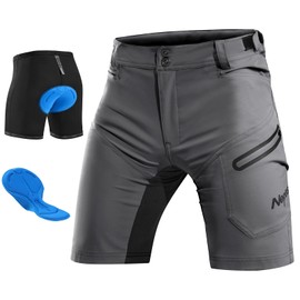 Nepest Mountain Bike Shorts Men's Short MTB Shorts Padded 3D Cycling Shorts Loose with Zip Pocket Bike Shorts Breathable, darkgray, L