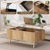 Lift Top Coffee Tables with Hidden Side Storage Box, Fluted