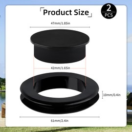 Motroce 2Pcs Silicone Patio Table Umbrella Hole Ring Plug and Cap Set 2 Inch Patio Umbrella Stands Bases Hole Ring Plug and Cap for Outdoors Patio Garden Table Deck Yard (Black)