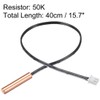 Sourcingmap 2 Pcs 50K NTC Thermistor Probe 15.7 Inch Copper