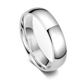 TIGRADE 2mm 4mm 6mm 8mm 10mm Titanium Ring Plain Dome High Polished Wedding Band Comfort Fit Size 3-15,6mm,Size 10.5