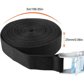 ASelected 5m Long Lashing Straps 6 Pack Trailer Tie Down Straps Car Roof Rack Cam Buckle Straps with Clips - Black Heavy Duty Tensioning Belts Ratchet Tension Strap for Fixed Cargoes Kayaks Luggage