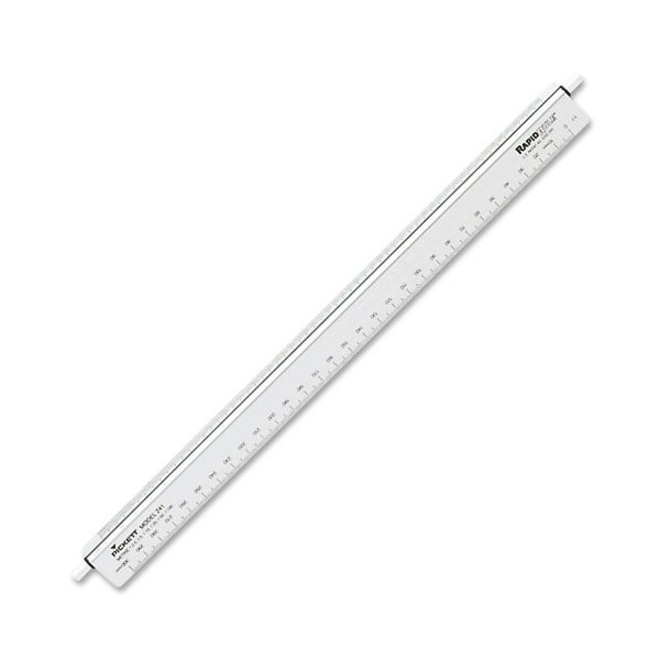 Adjustable Triangular Scale Aluminum Architects Ruler, 12" Long, Silver