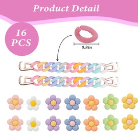 PLATEYTR 12 flower shoe charms, 7 colour shoe decorative charms, durable waterproof shoe charms, bracelet wristlet accessories, birthday, party, teen & boy & girl gifts