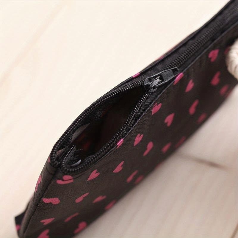 Kids Cute Black with Pink Hearts Pencil Case Cosmetic Make