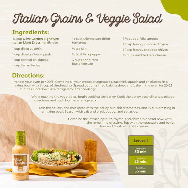 Olive Garden Light Italian Dressing, 16 fl. oz., Made with