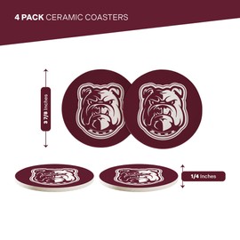 Desert Cactus Alabama A&M University Ceramic Coasters 4 Pack Bulldogs AAMU Absorbent Drink Coasters with Cork Backing (Design A)