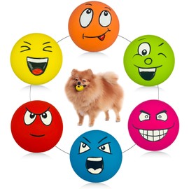 UTOMING Small Squeaky Dog Toys for Small Dogs Toys, Soft Latex Small Dog Squeaky Toys, Flat Squeaky Dog Balls for Small Breeds, Smile Face Puppy Squeaky Toys 6PCS