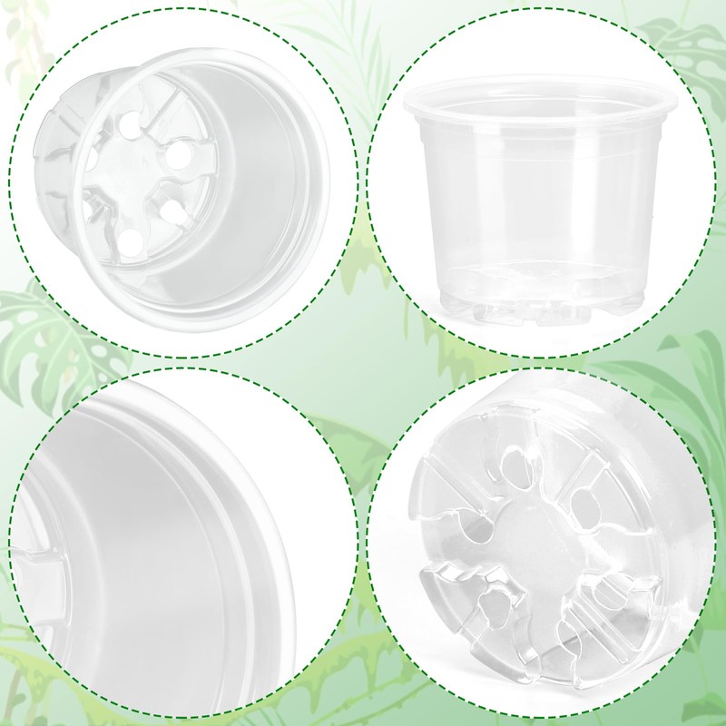 OUPSAUI OUPSAUI 21 Pack 3.5/5/6 Inch Clear Nursery Pots for
