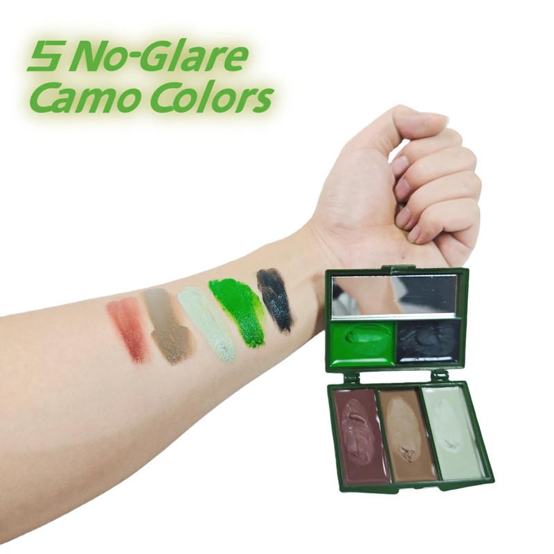 5-Color Camo Face Paint Kit – Long-Lasting Waterproof Camouflage Makeup