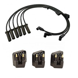TRQ Ignition Kit Ignition Coil Set Spark Plugs Wire Set Compatible with 1999-2005 Buick LeSabre 2006 Lucerne Park Avenue 1999 Oldsmobile 88 LSS 2003-2005 Pontiac Bonneville