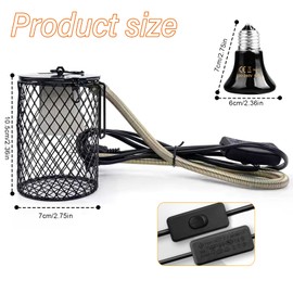 BORDEAG Reptile Heat Lamp with Protective Basket, 100 W E27 Heat Lamp Ceramic, UVA, UVB, Infrared Heating Lamp, Reptile Ceramic Heating Lamp with Protection for Turtles, Snakes, Lizards, Frogs