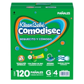 KleenBebé Comodisec, Pañal Para Bebé, Tamaño Grande, Caja Con 120 Pañales