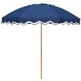 AMMSUN 7.8ft Seashore Umbrella, Outdoor Umbrella, Boho Beach & Patio Umbrella with UV 50+ Air Vent Ash Wood Pole Carry Bag & Water-Resistant Canvas Navy Blue