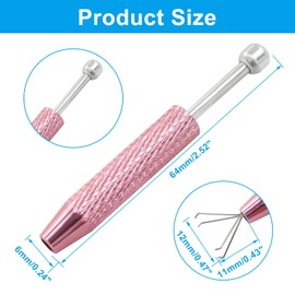 Bonsicoky 4-Prong Piercing Ball Grabber Tool - 1 Pack Stainless Steel Tweezers for Small Item Retrieval and Jewelry Crafting - Pink + Silver
