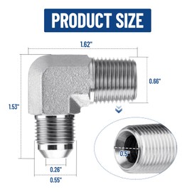 Racewill 5 Pack 90 Degree Elbow Hydraulic Adapter Fittings: 1/2" JIC Male x 1/2" NPT Male, with Protection Cover Hydraulic Hose Crimp Connectors
